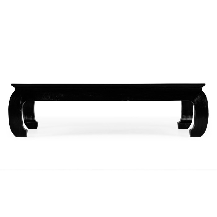 Rectangular Ming Ebonized Coffee Table with Ebonized Rattan Top