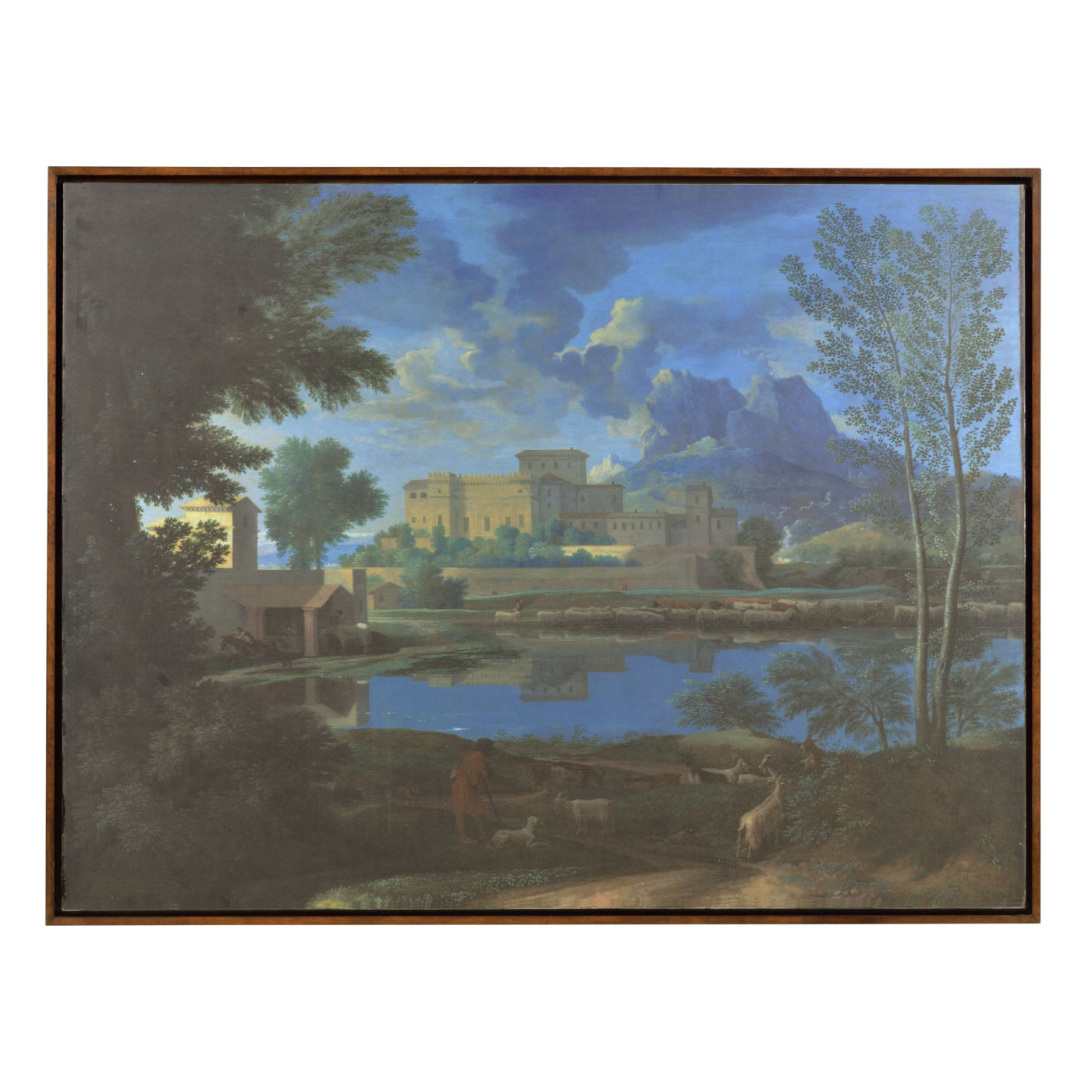 Coastland Baroque Style Landscape Painting with Walnut Frame