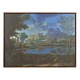 Coastland Baroque Style Landscape Painting with Walnut Frame