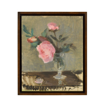 Peonies Painting with Walnut Frame