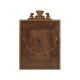 Large Carved Honey Walnut Mirror, Upholstered in MAZO