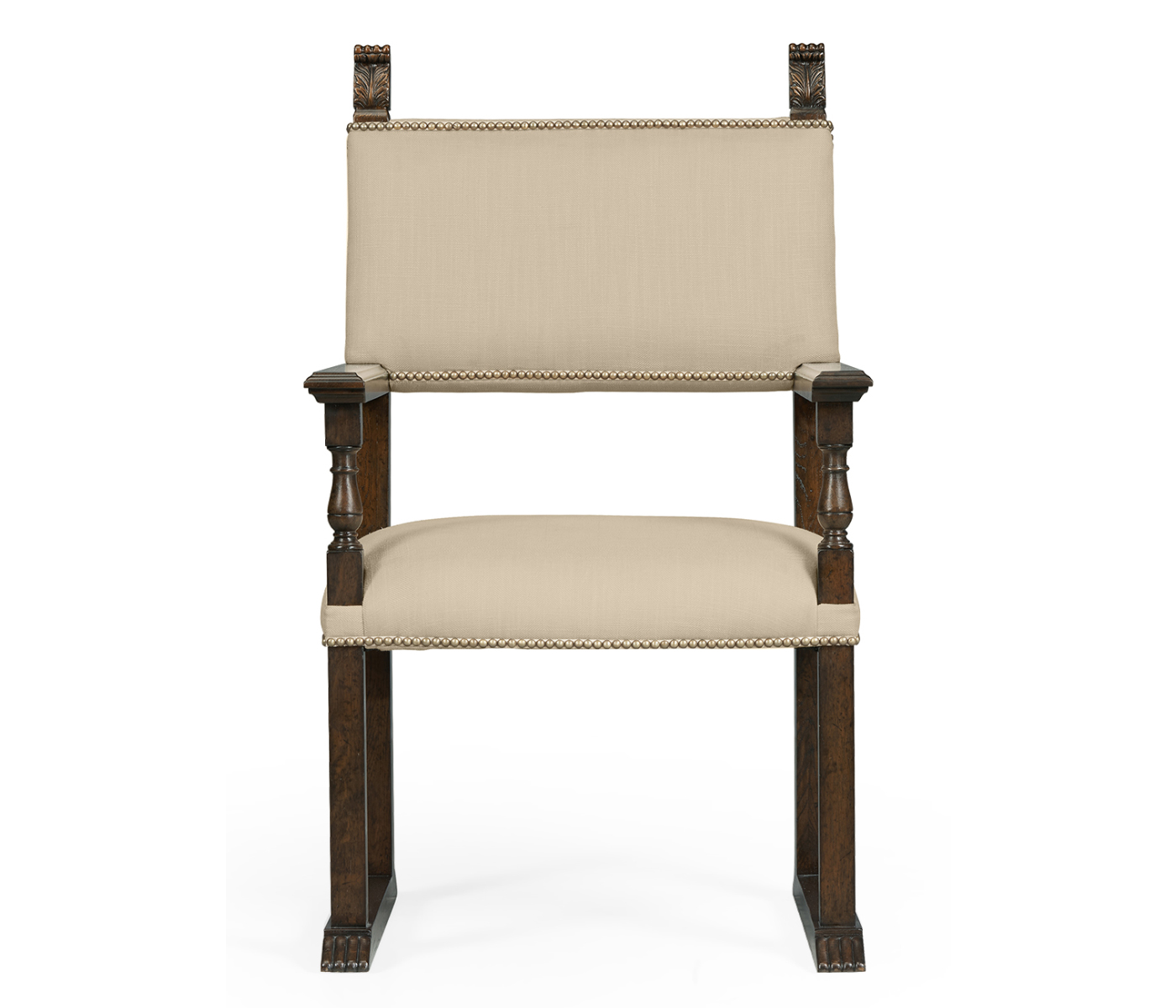 Acanthus Carved Rich Chestnut Dining Arm Chair