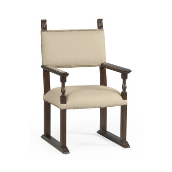 Acanthus Carved Rich Chestnut Dining Arm Chair