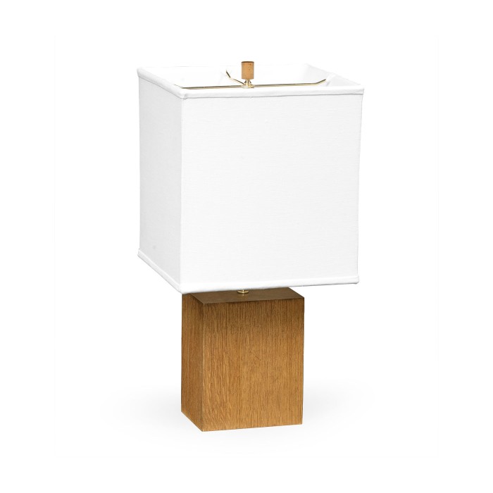 Square Brushed Golden Oak Table Lamp
