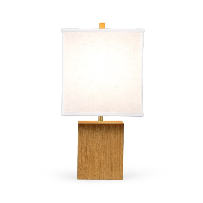 Square Brushed Golden Oak Table Lamp