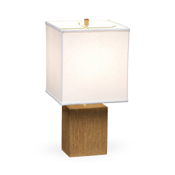 Square Brushed Golden Oak Table Lamp