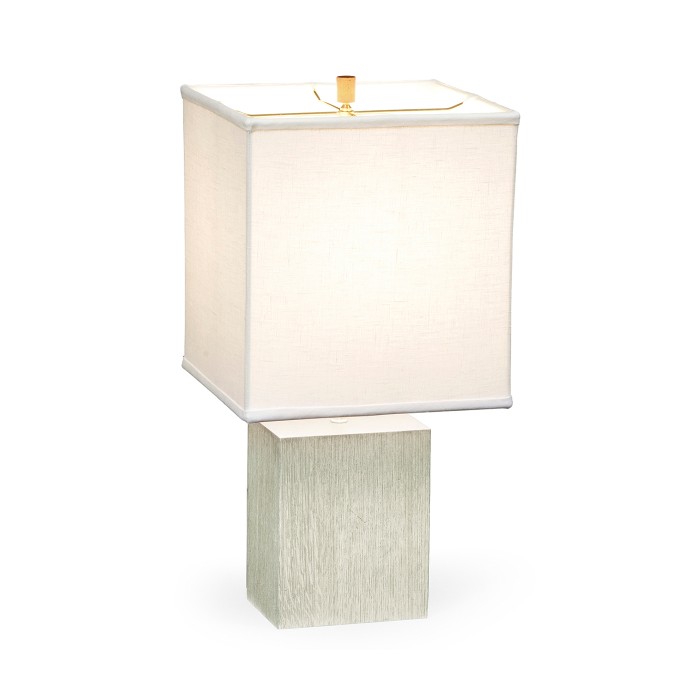 Square Light Grey Oak Table Lamp