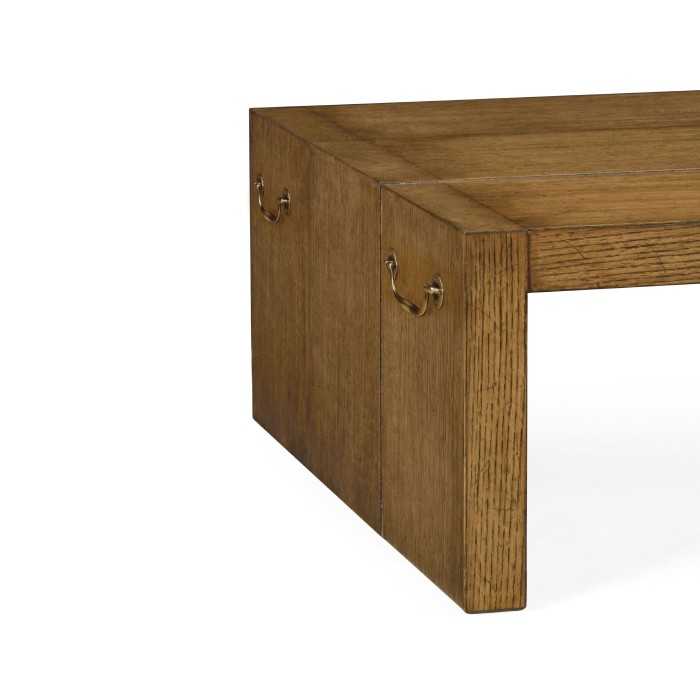 Low Rectangular Brushed Medium Brown Oak Coffee Table