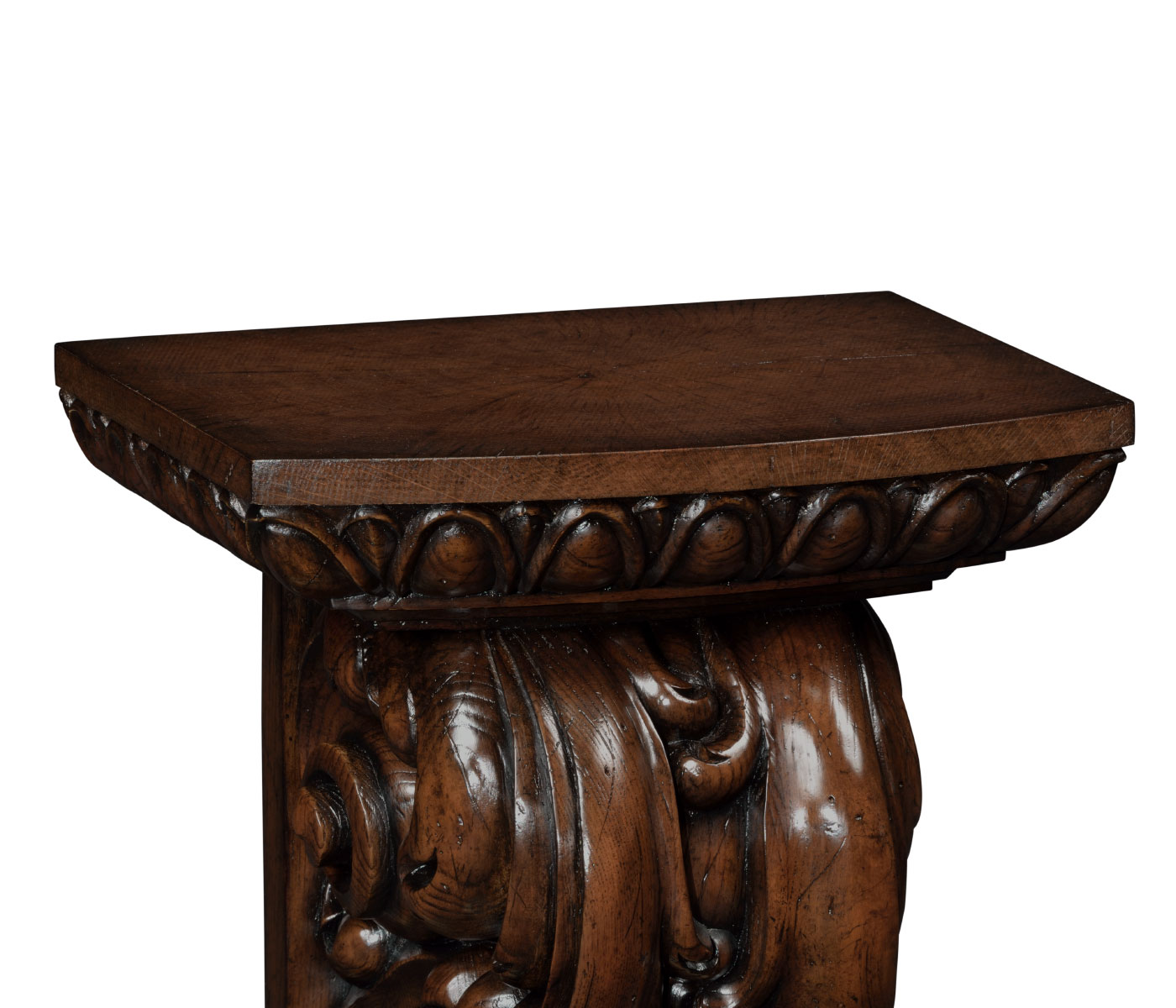 Hand Carved Rich Chestnut Corbel End Table