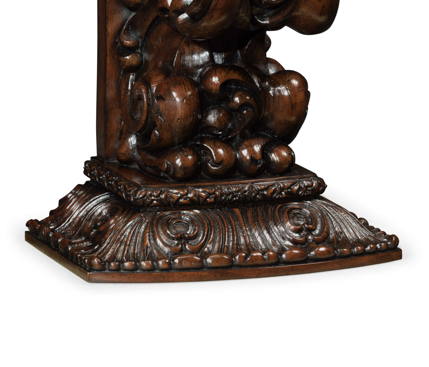 Hand Carved Rich Chestnut Corbel End Table