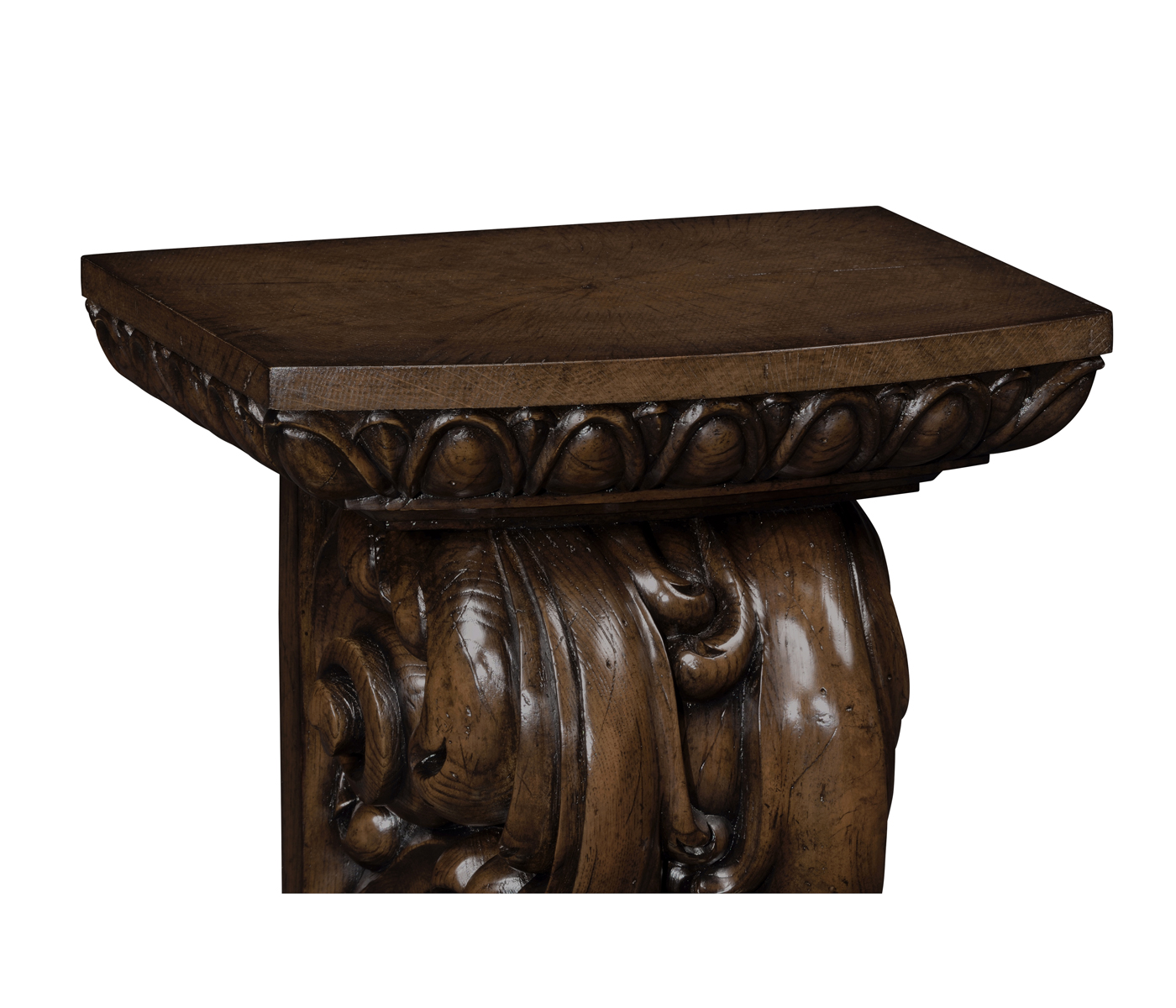 Hand Carved Rich Chestnut Corbel End Table