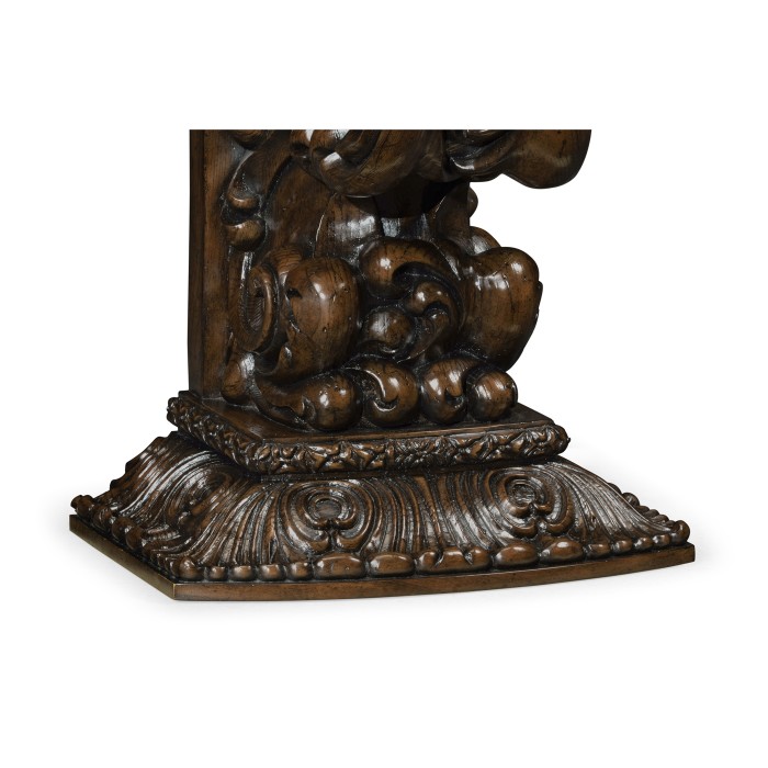 Hand Carved Rich Chestnut Corbel End Table