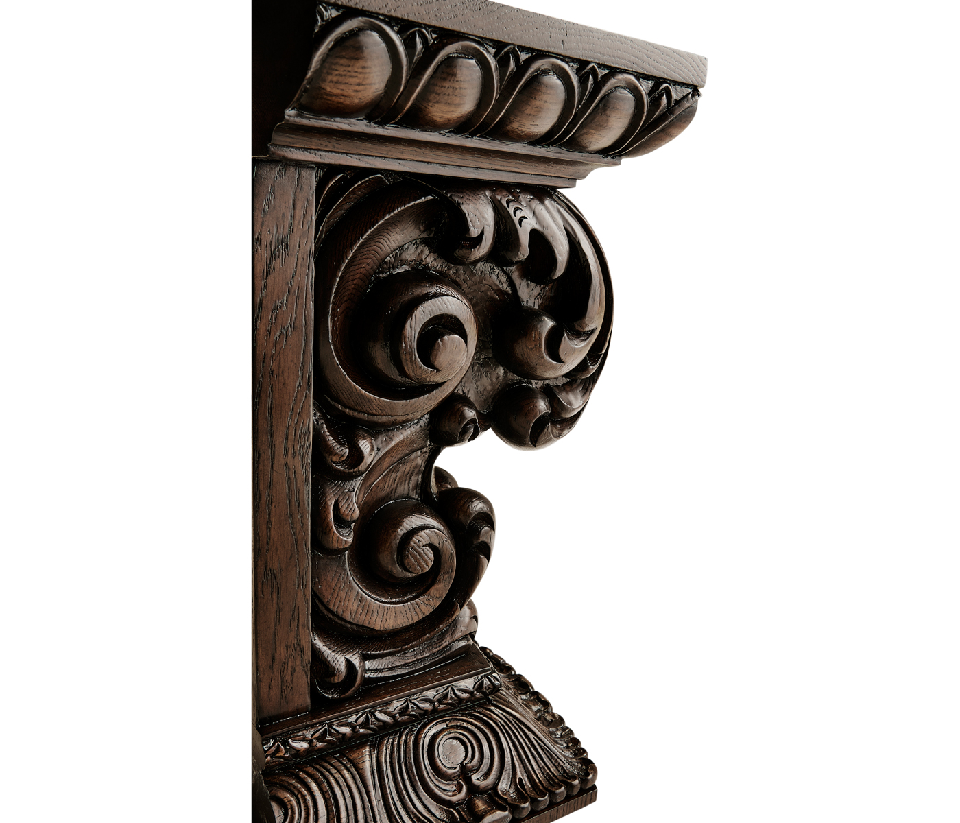 Hand Carved Rich Chestnut Corbel End Table