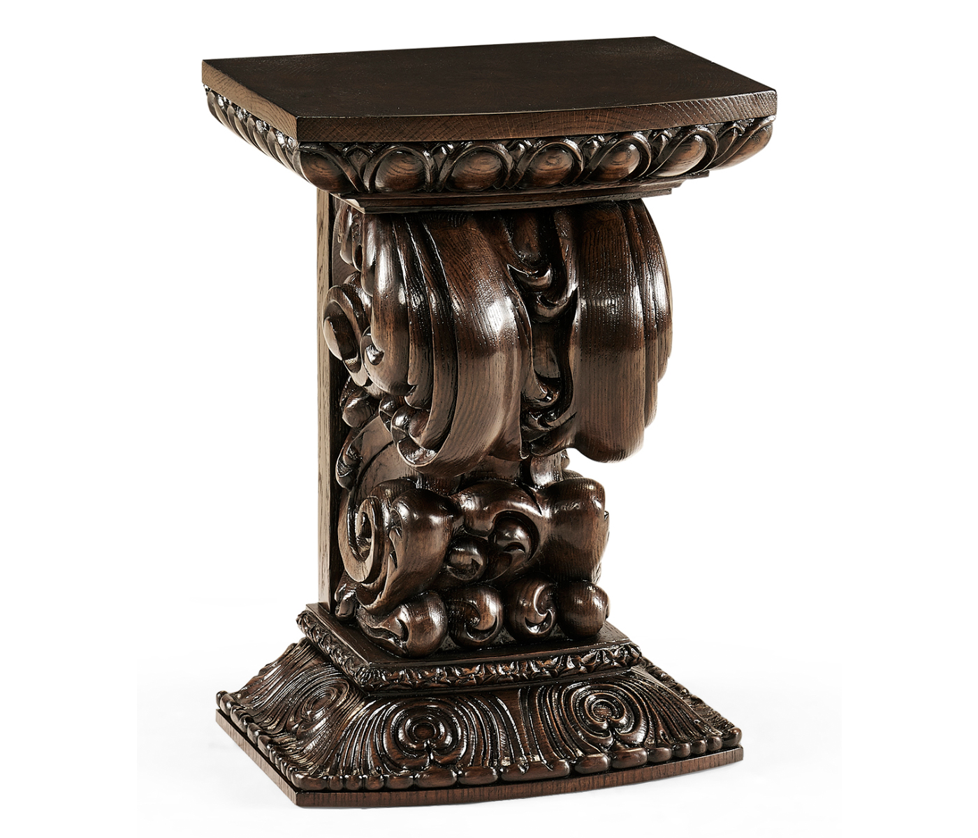 Hand Carved Rich Chestnut Corbel End Table