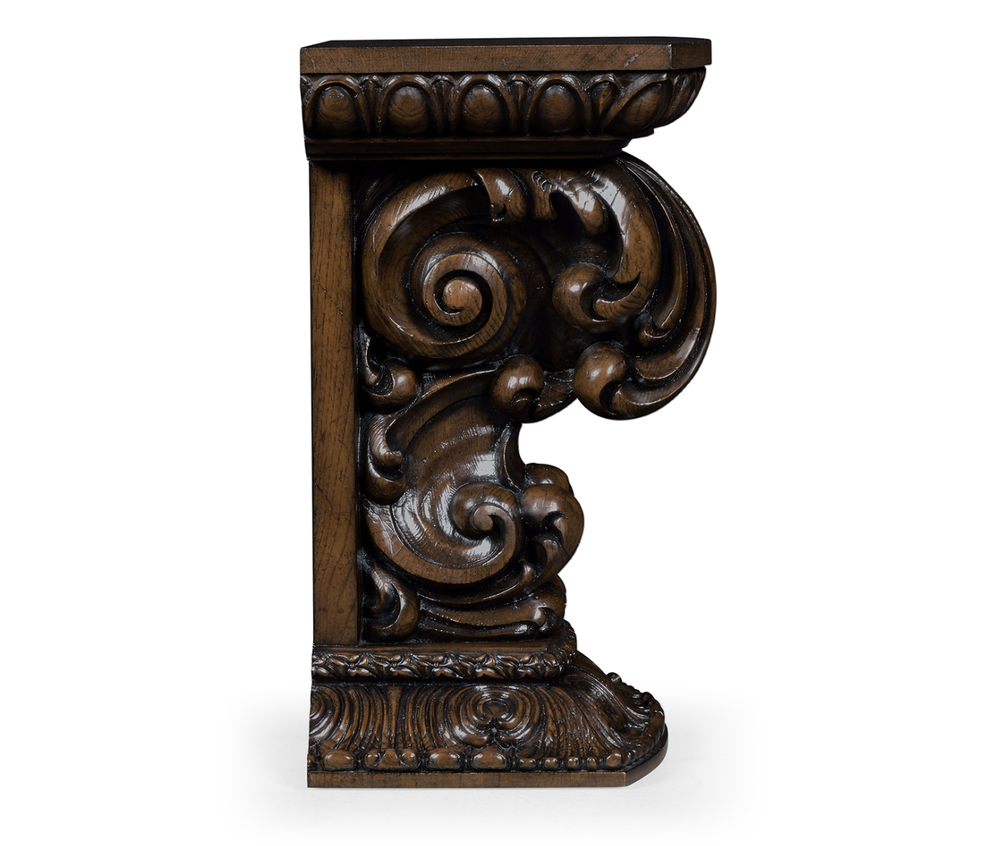 Hand Carved Rich Chestnut Corbel End Table