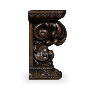 Hand Carved Rich Chestnut Corbel End Table