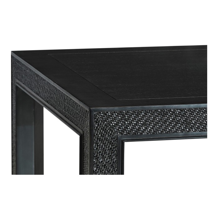 Ebonised & Rattan Parson Dining Table 80