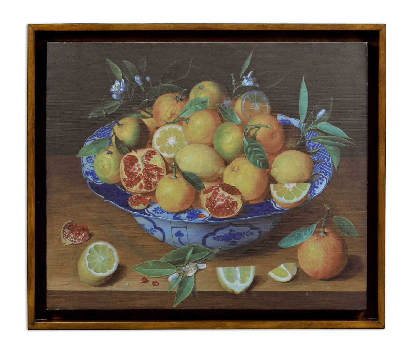 Still Life with Lemons Painting on a Honey Walnut Frame