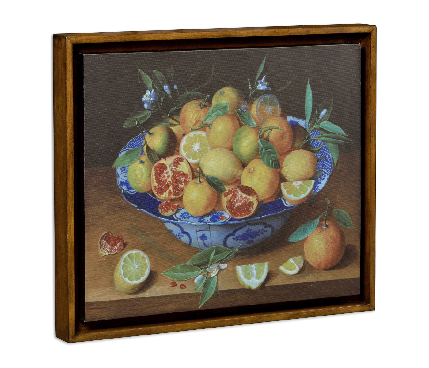 Still Life with Lemons Painting on a Honey Walnut Frame