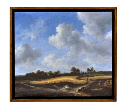 Wheatfield Painting on a Honey Walnut Frame