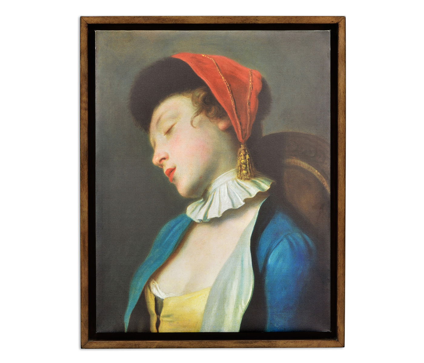 Sleeping Girl Painting on Medium Walnut Frame