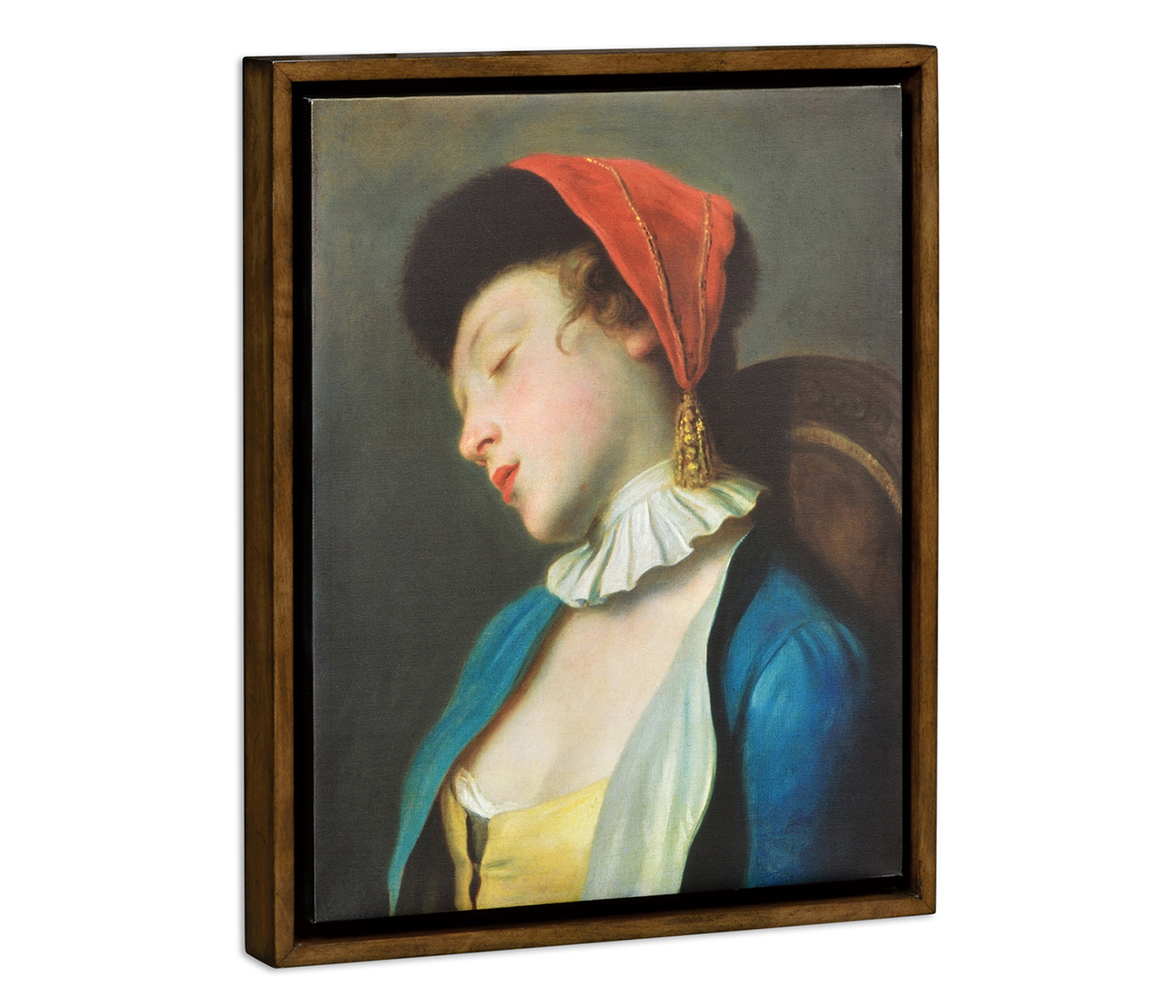 Sleeping Girl Painting on Medium Walnut Frame