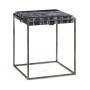 Square Iron End Table with a Black Marble Top