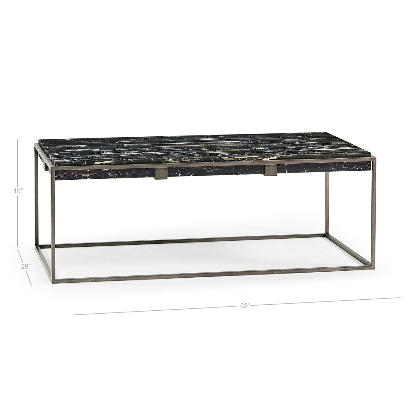 Rectangular Iron Cocktail Table with a Black Marble Top
