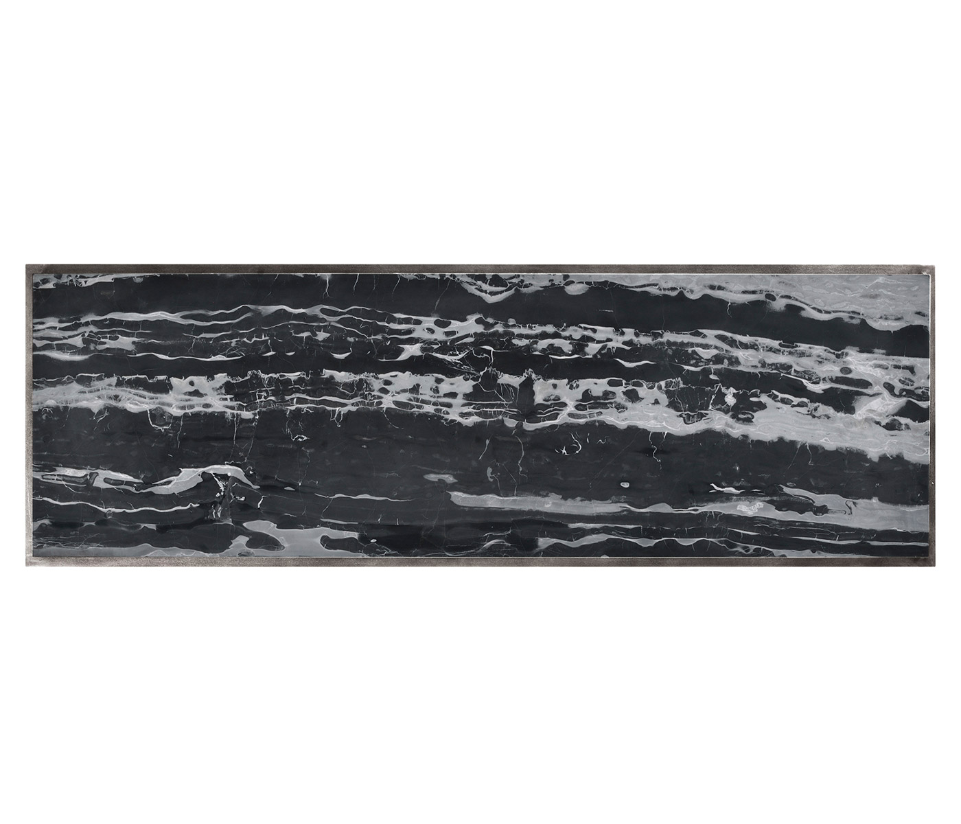 Rectangular Iron Console Table with a Black Marble Top Rectangular Iron Console Table with a Black Marble Top