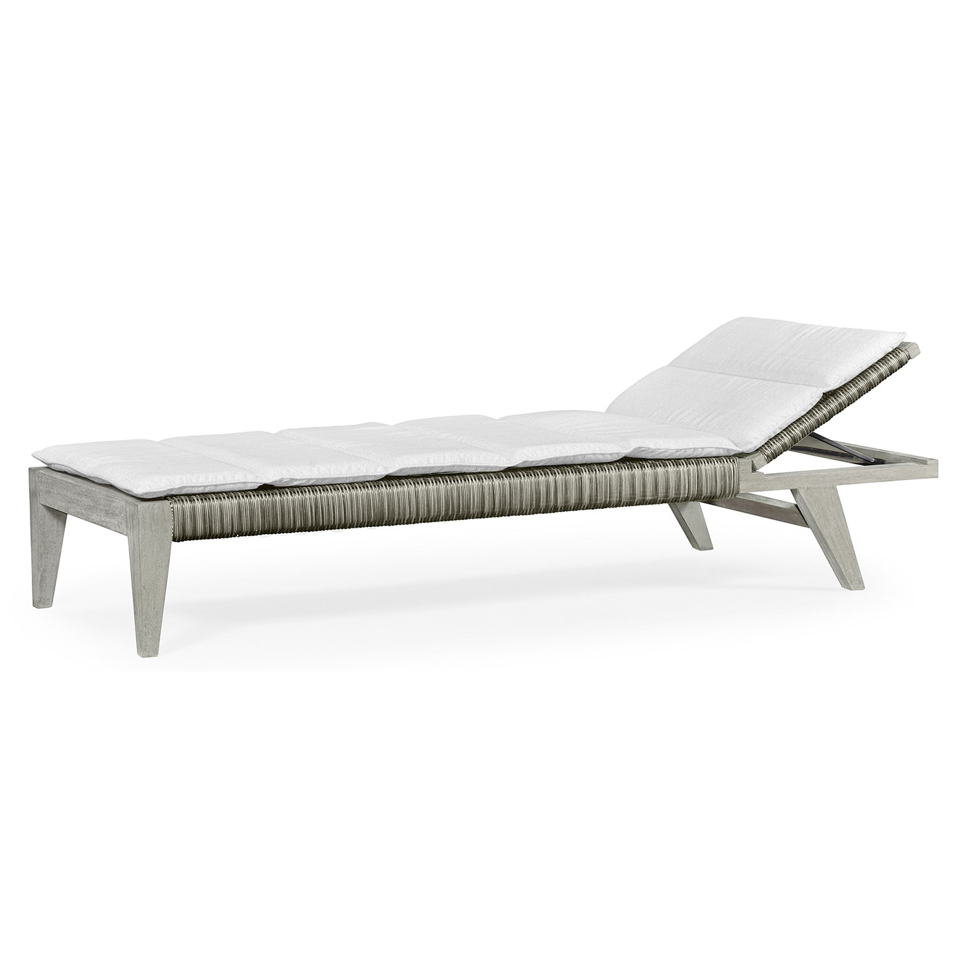 Cloudy Grey & Rattan Chaise Lounge with Cushion
