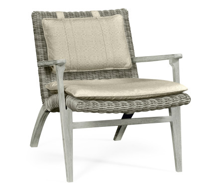 Hampton Cloudy Grey & Rattan Lounge Chair