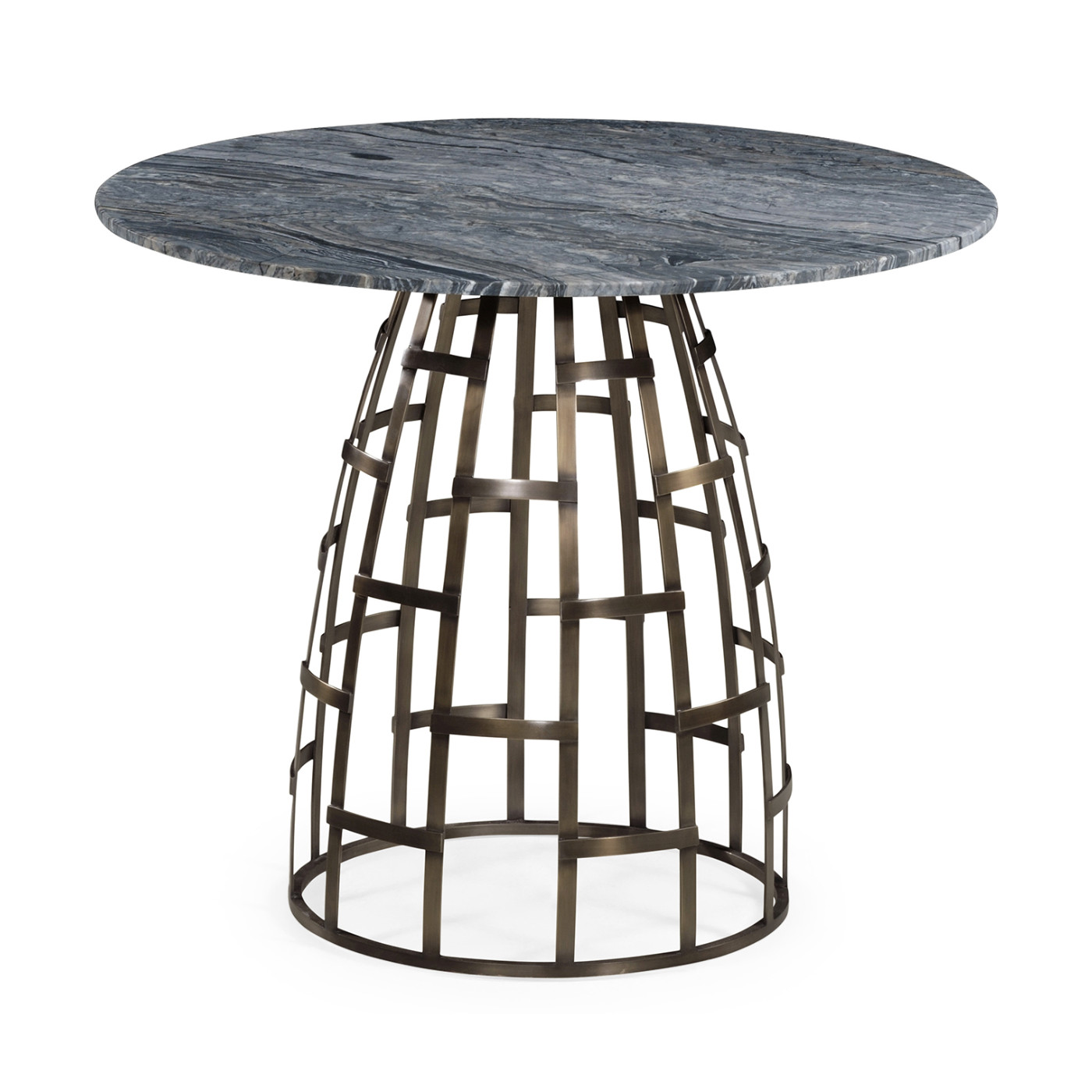 Round Geometric Dome Brass Breakfast Table with A Grey Marble Top 36