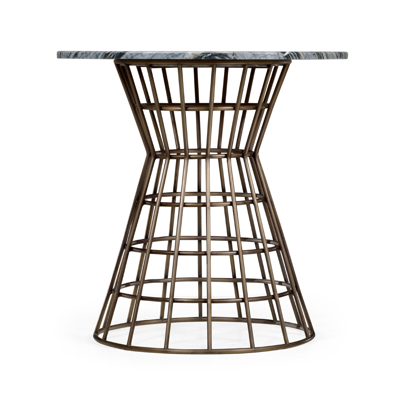 Round Geometric Antique Brass Centre Table with a Grey Marble Top 25