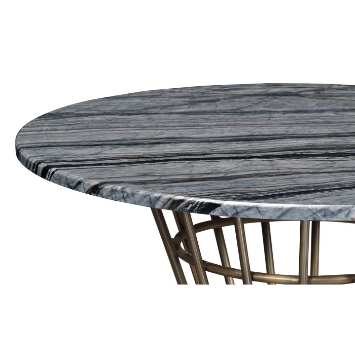 Round Geometric Antique Brass Centre Table with a Grey Marble Top 25