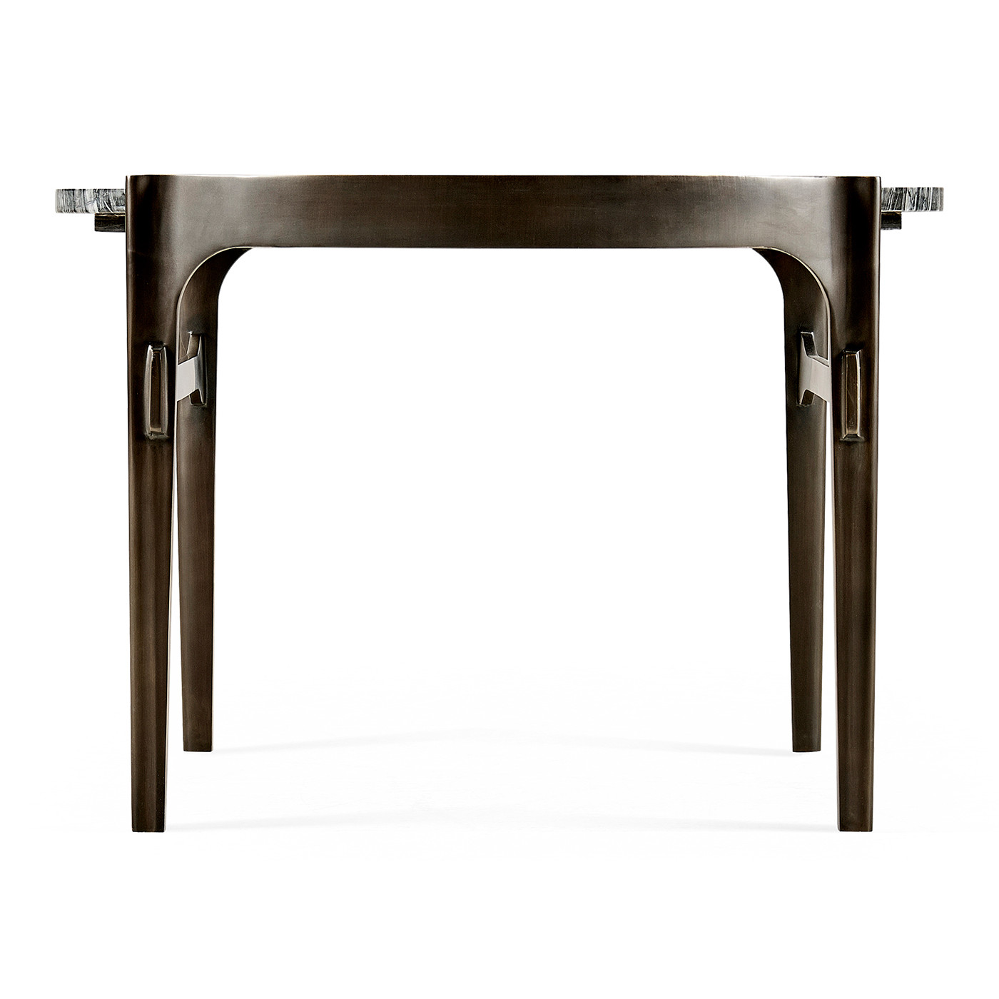 Low Round Solid Brass Coffee Table with a Grey Marble Top