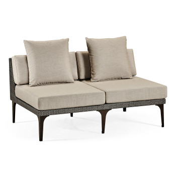 Dark Grey Rattan Two-Seat Centre Sofa Sectional 55