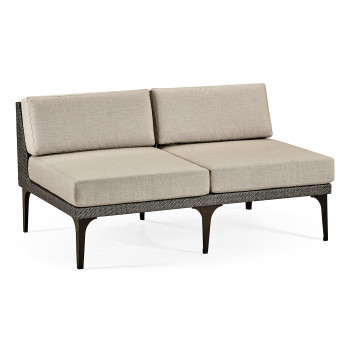 Dark Grey Rattan Two-Seat Centre Sofa Sectional 55