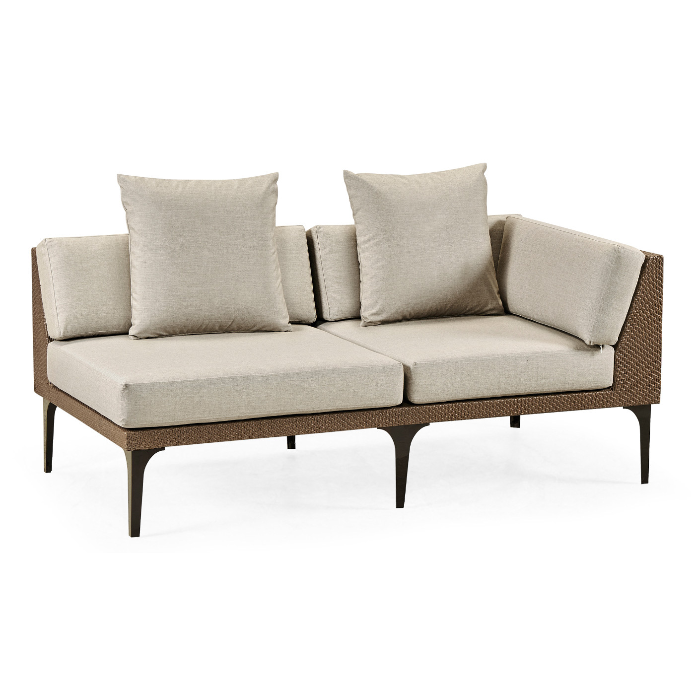 Tan Rattan Left Two-Seat Sofa Sectional 67