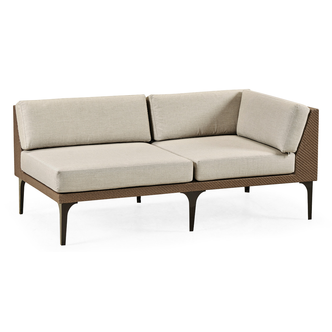 Tan Rattan Left Two-Seat Sofa Sectional 67