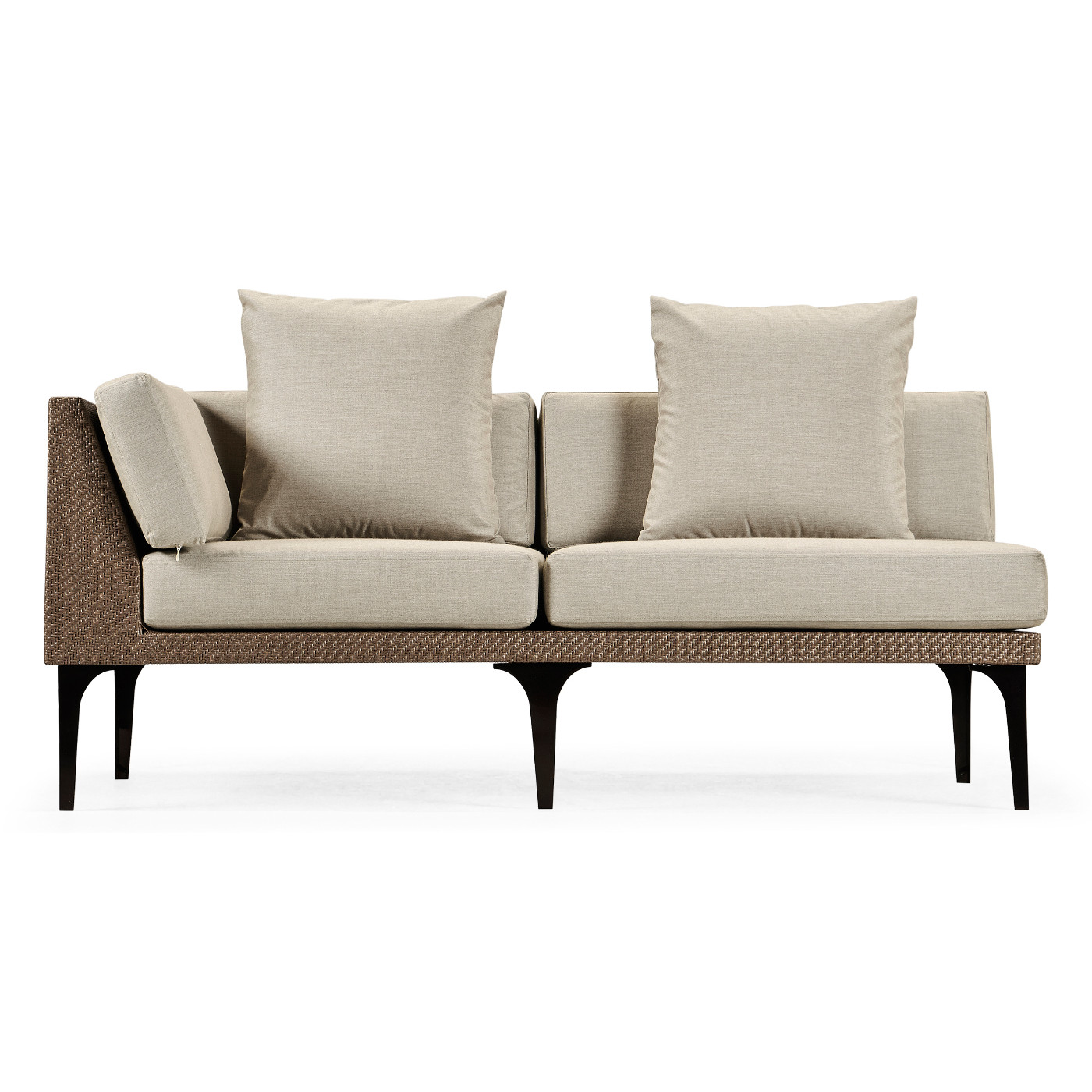 Tan Rattan Right Two-Seat Sofa Sectional 67