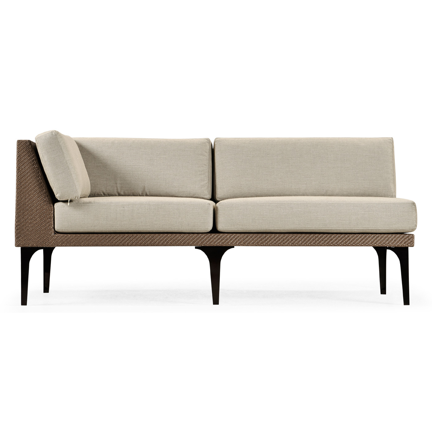 Tan Rattan Right Two-Seat Sofa Sectional 67