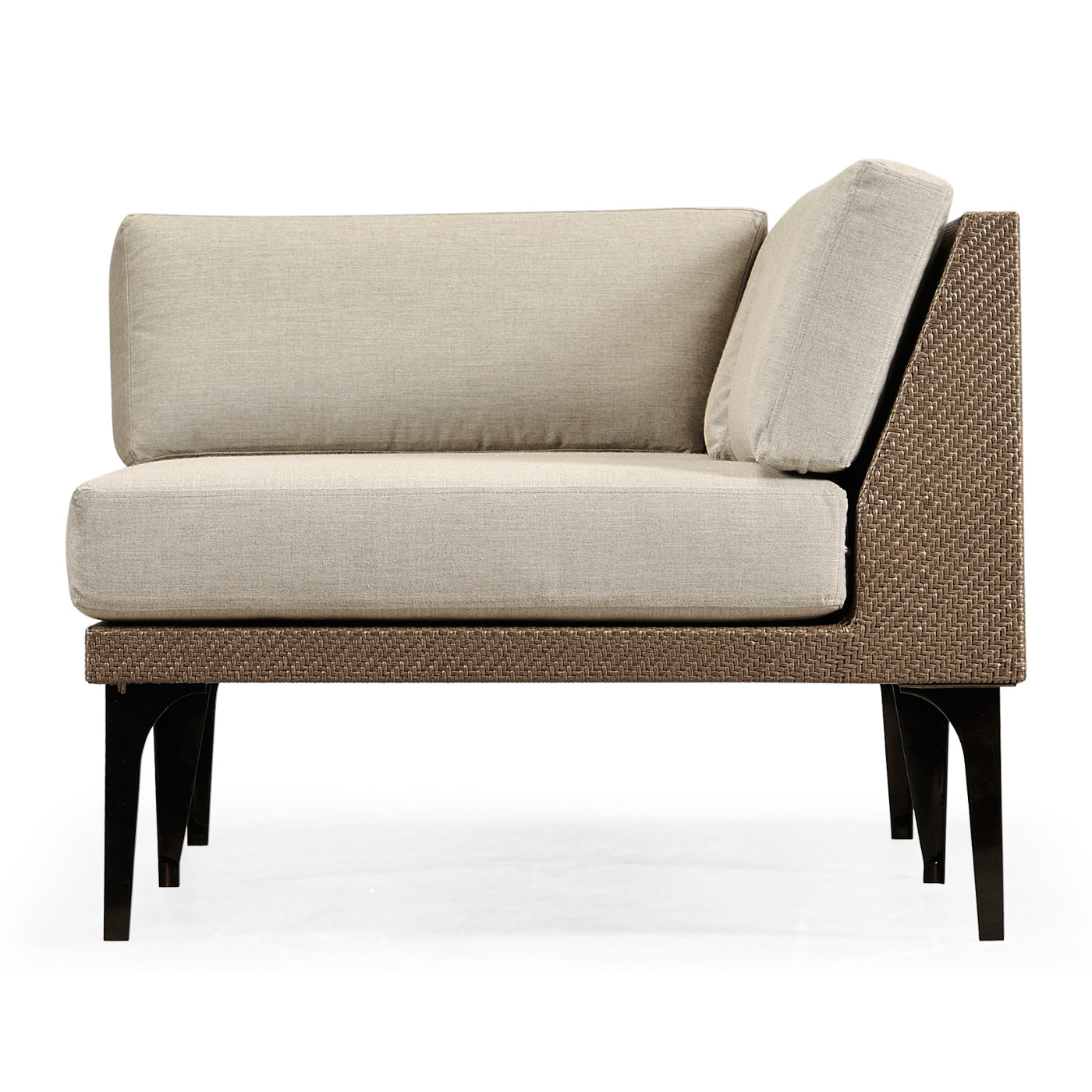 Tan Rattan Right Two-Seat Sofa Sectional 67