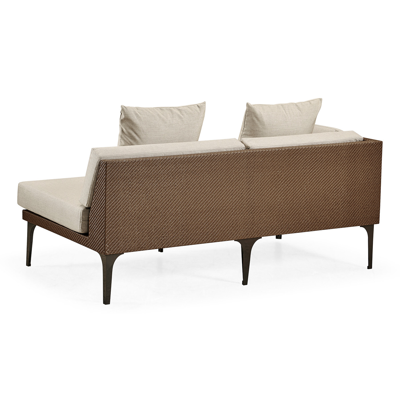 Tan Rattan Right Two-Seat Sofa Sectional 67