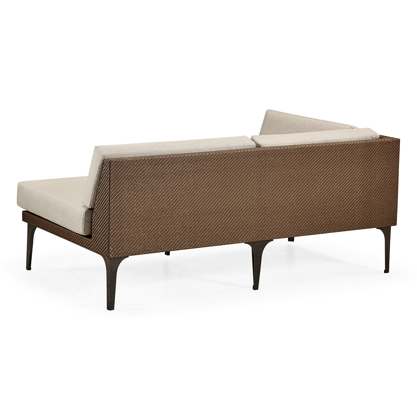 Tan Rattan Right Two-Seat Sofa Sectional 67