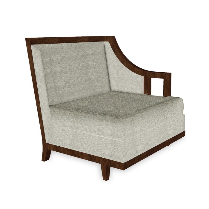 Walnut & Dark Grey Rattan Left One-Seat Sofa Sectional 29