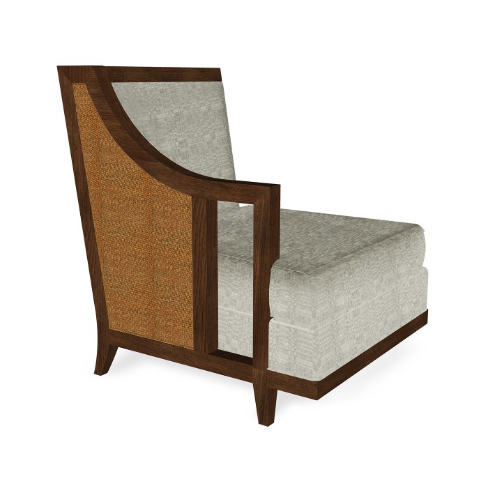Walnut & Tan Rattan Right One-Seat Sofa Sectional 29