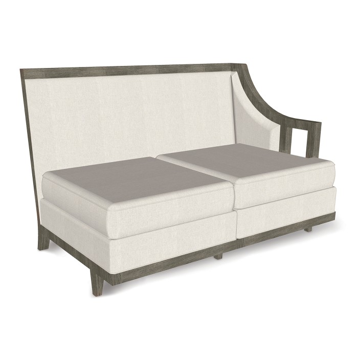 Grey & Tan Rattan Left Two-Seat Sofa Sectional 57