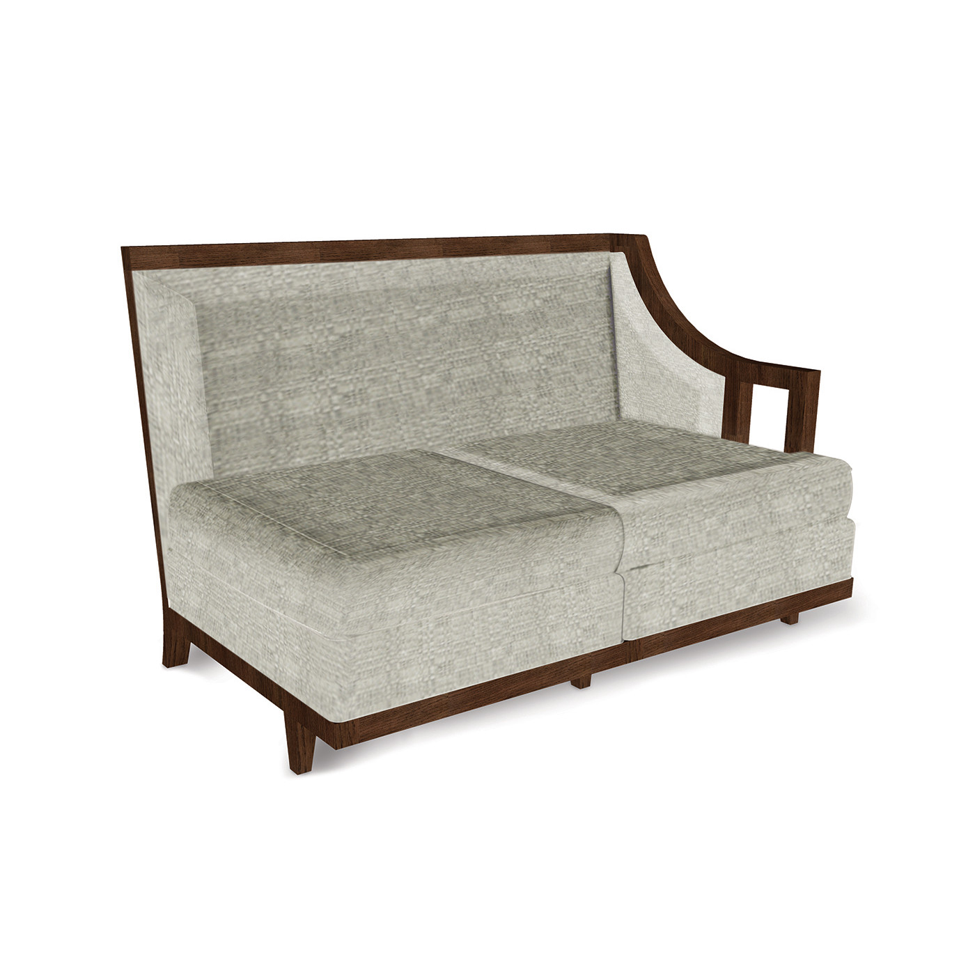 Walnut & Dark Grey Rattan Left Two-Seat Sofa Sectional 57
