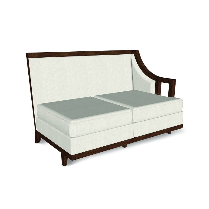 Walnut & Dark Grey Rattan Left Two-Seat Sofa Sectional 57