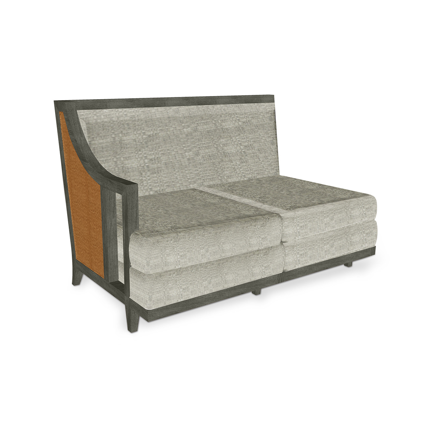 Grey & Tan Rattan Right Two-Seat Sofa Sectional 57